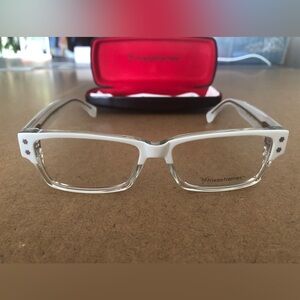 Frieze Eyeglasses Frames White and Clear Rectangle shaped with Stars New